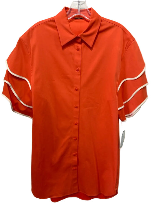 Alexis Size XS Orange & White Cotton & Viscose Short Sleeve scallop trim Top