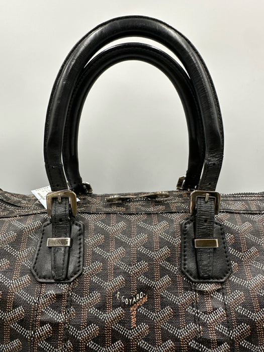 Goyard Black Print Coated Canvas Leather Monogram Top Handle Boston Bag Bag