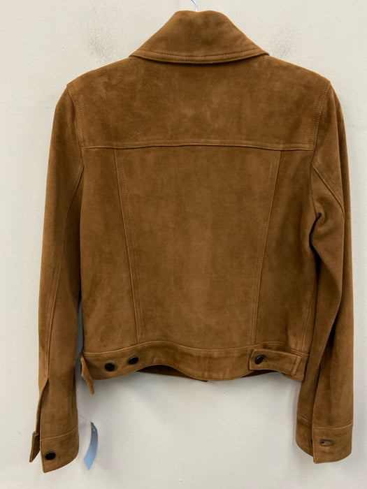 Banana Republic Size XS Tan Goat Suede Button Front Pockets Trucker Jacket