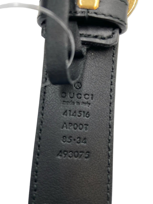 Gucci Black Leather Gold Tone Hardware GG Belts