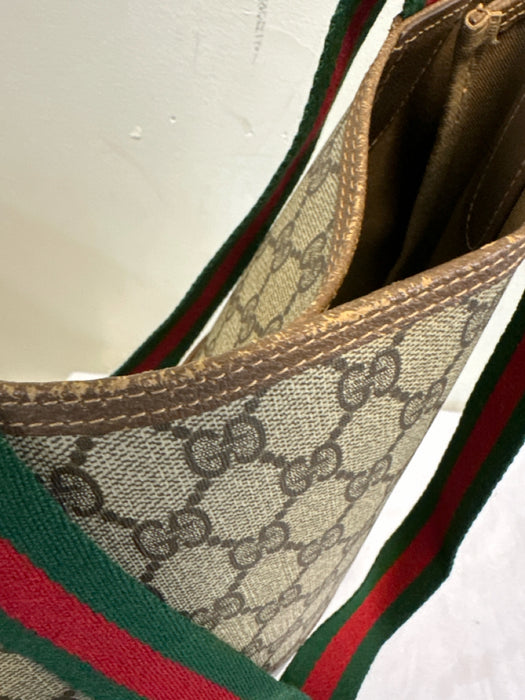 Gucci Beige & Brown Coated Canvas Web Stripe Guccissima Tote Bag