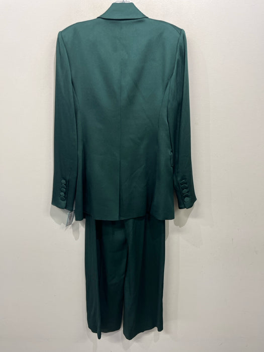 Veronica Beard Size 4/2 Green Acetate Blend Pintuck Front Straight Leg Pant Set