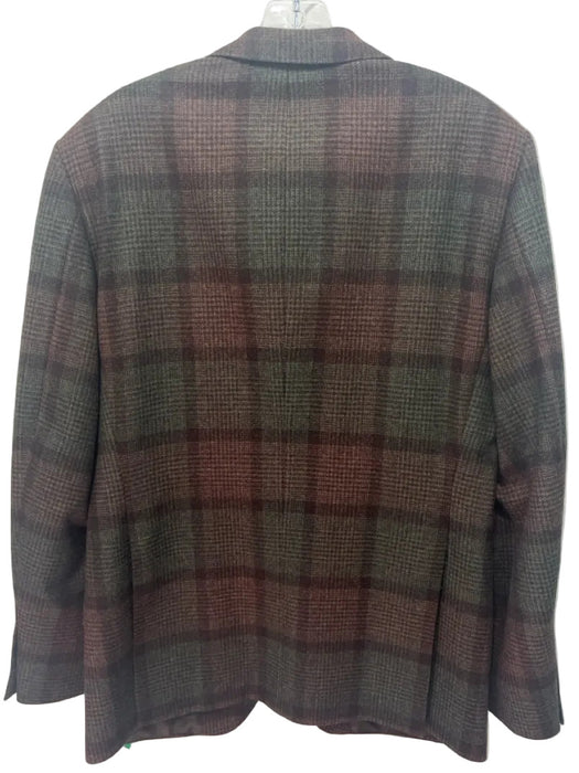 Paul Stuart Brown & Green Lambswool Plaid 2 Button Men's Blazer