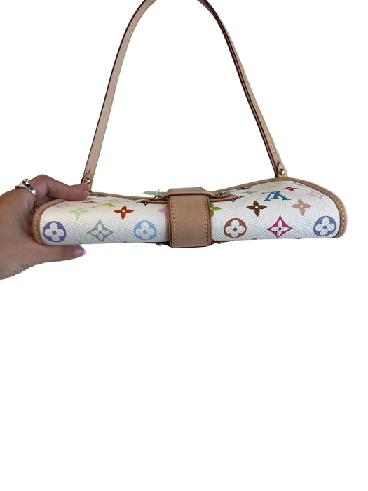 Louis Vuitton White & Multi Print Coated Canvas Monogram Leather Accents Bag