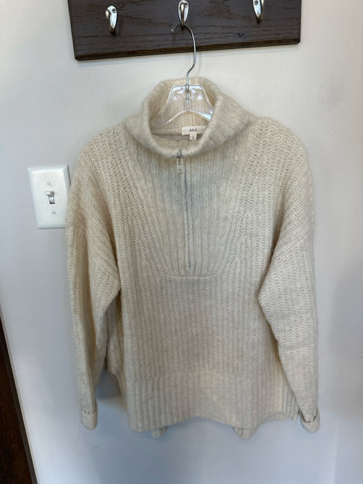 A.L.C. Size S Cream Alpaca Blend Funnel Neck Knit Half Zip Sweater