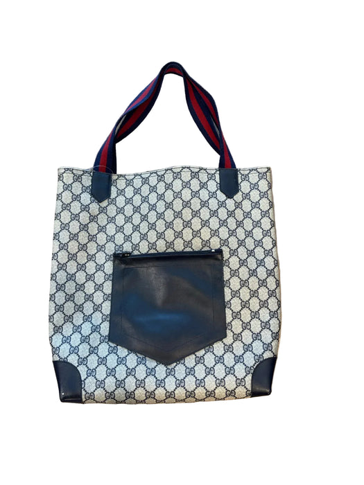 Gucci AS IS / Vintage Navy, Beige & Red Coated Canvas Monogram Guccissima Bag