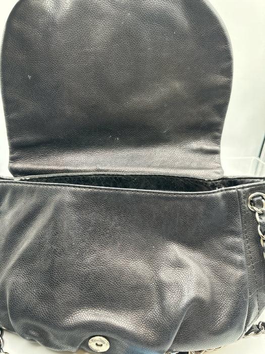 Chanel Black & Silver Caviar Leather Quilted Detail Chain Strap Shoulder Bag Bag