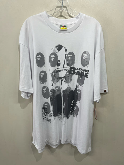 Bape Size XXL White & Gray Cotton Graphic Men's Short Sleeve
