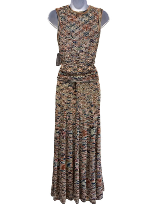 Zimmermann Size 1/S Beige & Multi Cotton Marled Open Knit Sleeveless Skirt Set