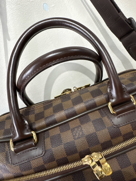 Louis Vuitton Brown & Beige Leather Damier Zip Pockets Men's Bag
