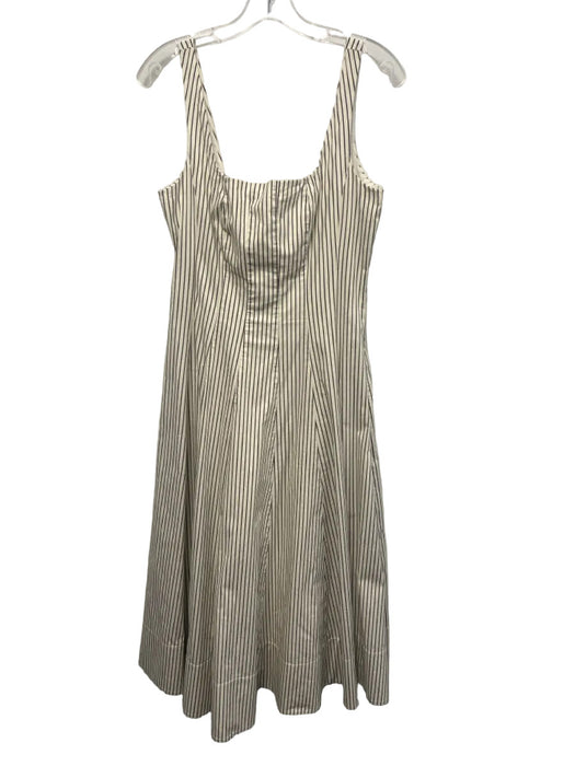Staud Size 8 White & Black Cotton Striped Sleeveless Back Zip Fit & Flare Dress