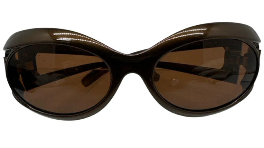 Escada Brown Acetate Shimmer Logo Oval Sunglasses