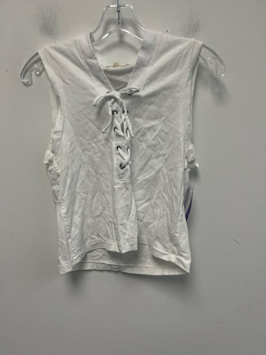 AMO Size XS White Cotton Sleeveless Lace Up Top