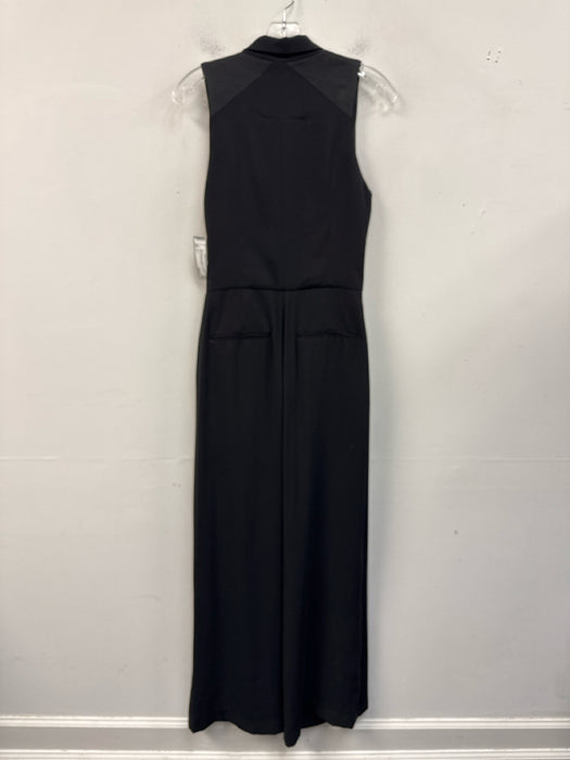 Halston Size 6 Black Polyester Sleeveless Blazer Wide Leg Jumpsuit