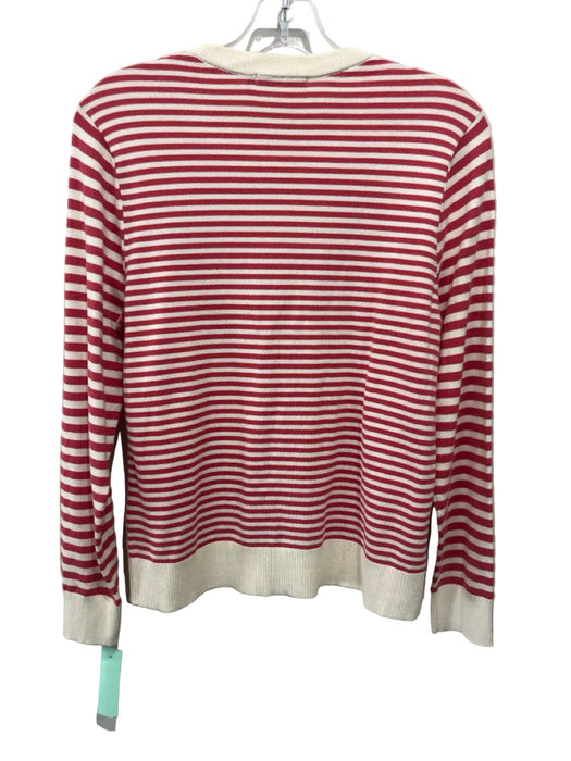 J. McLaughlin Size M Cream & Red Cotton & Modal Long Sleeve Stripe Sweater