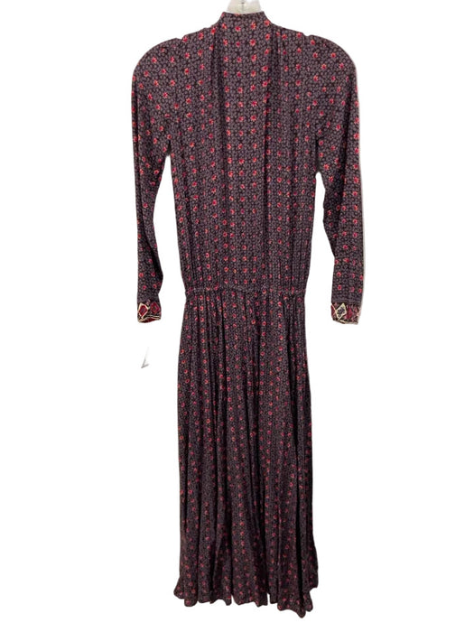 Natalie Martin Size XS purple & pink Rayon Floral 1/4 Button Long Sleeve Dress