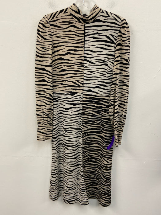A.L.C. Size 4 Cream White & Black Silk Blend Tiger Stripe Keyhole Front Dress