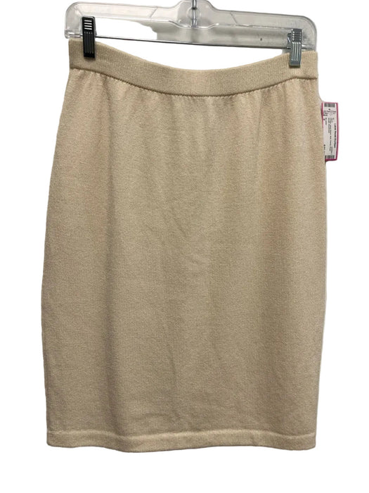 St John Size 6 Cream Wool Blend Knit Pencil Knee length Skirt