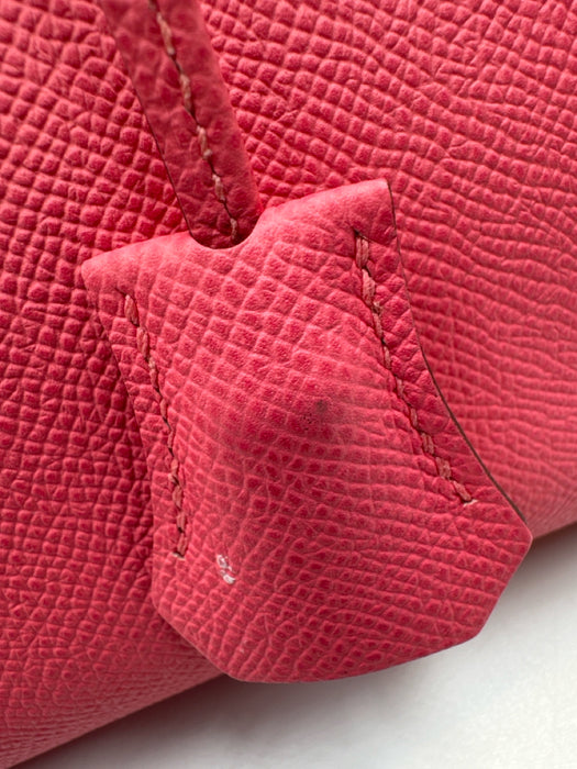 Hermes Pink Leather Top Handle Silver Hardware Birkin Certified by Entrupy Bag