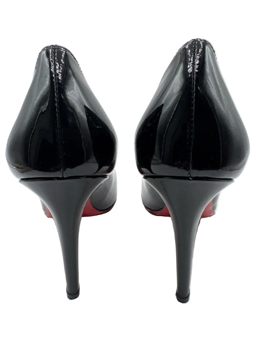 Christian Louboutin Shoe Size 38.5 Black Patent Leather Almond Toe Pumps