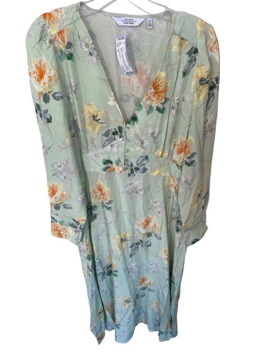 & Other Stories Size 10 Green & Yellow Viscose Long Sleeve Botanical Dress