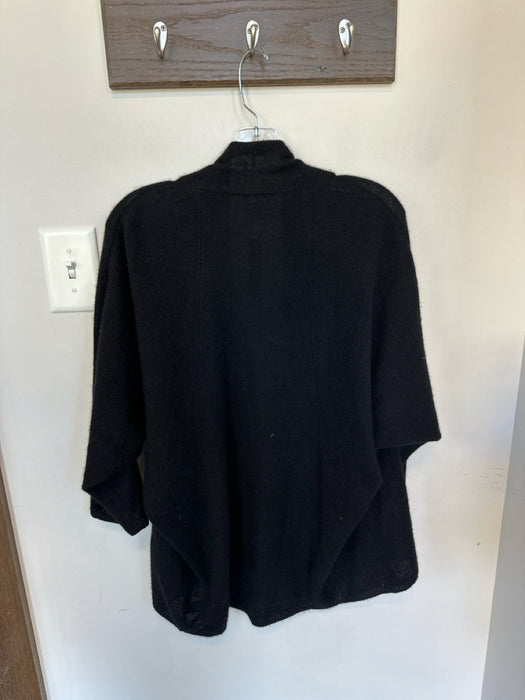 White + Warren Size M Black Cashmere Long Sleeve Open Front Sweater