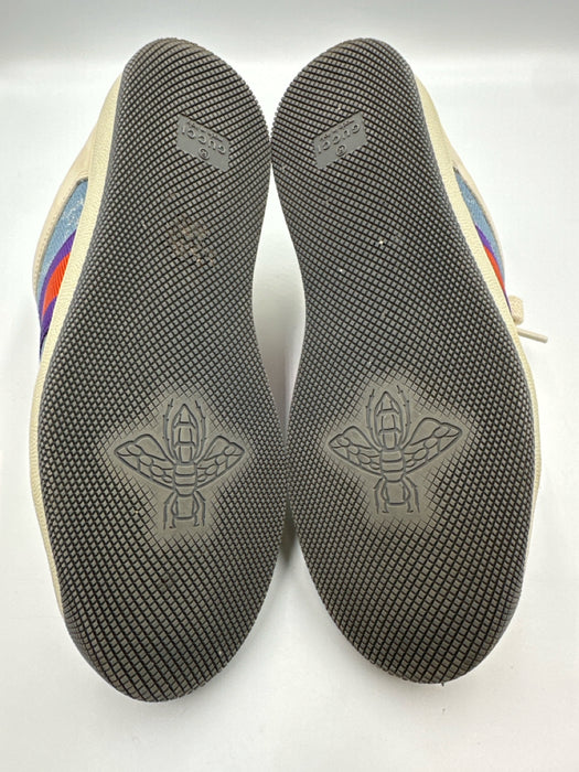 Gucci Shoe Size 37 Cream White, Blue & Purple Leather & Textile Upper Sneakers