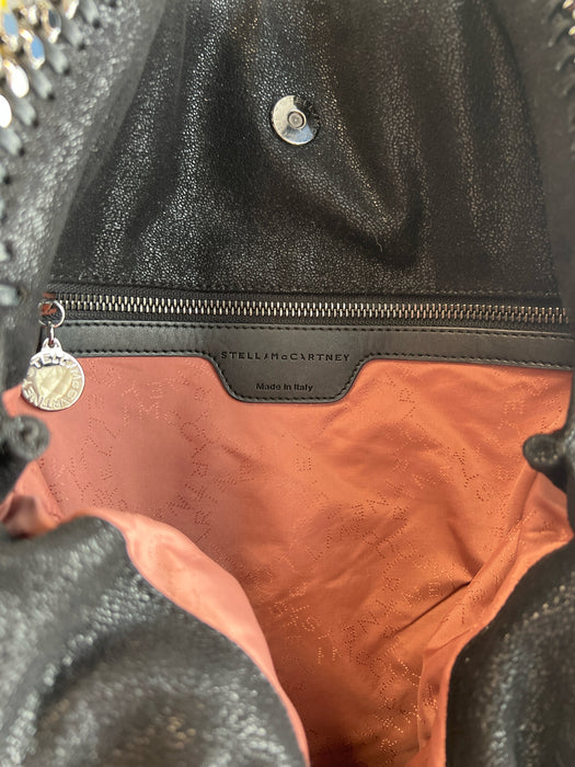 Stella McCartney Black Vegan Leather Silver Hardware Whipstitch Bag