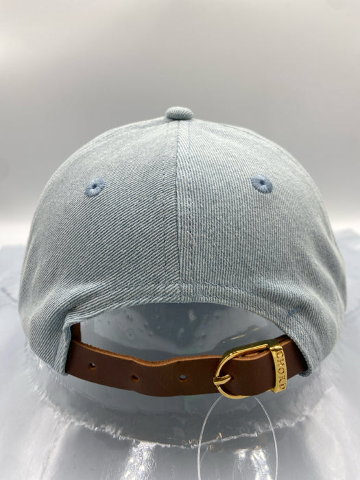 Chord Light blue & brown Cotton & Leather Denim Adjustable Baseball Hat