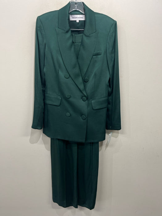 Veronica Beard Size 4/2 Green Acetate Blend Pintuck Front Straight Leg Pant Set
