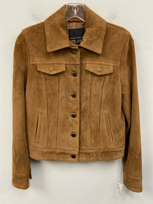 Banana Republic Size XS Tan Goat Suede Button Front Pockets Trucker Jacket