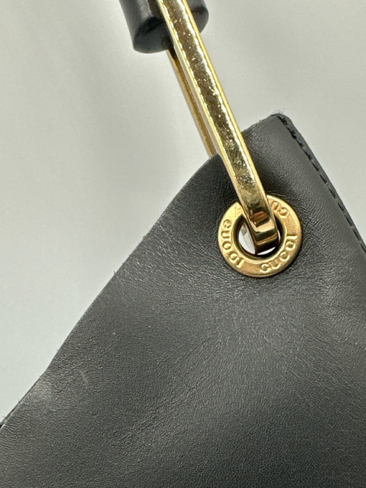 Gucci Black Leather Bamboo Handle Hobo Certified by Entrupy Bag