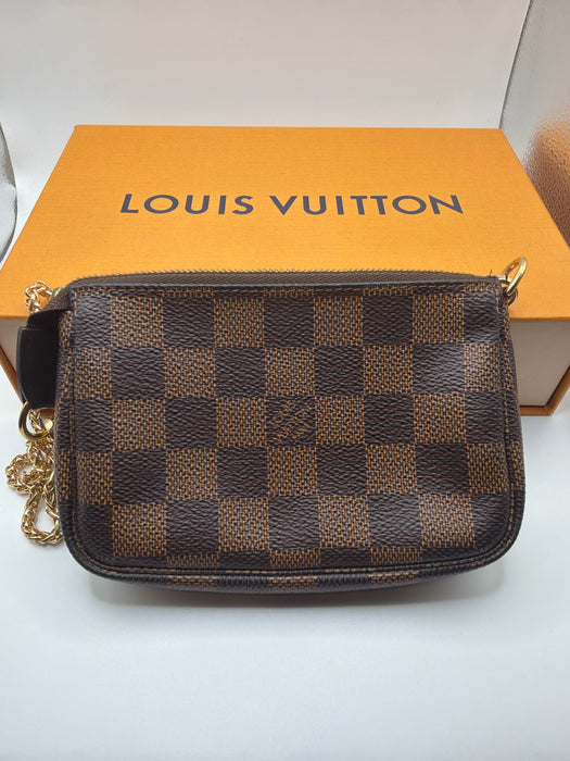 Louis Vuitton Brown Coated Canvas Zip Close Damier Ebene Bag
