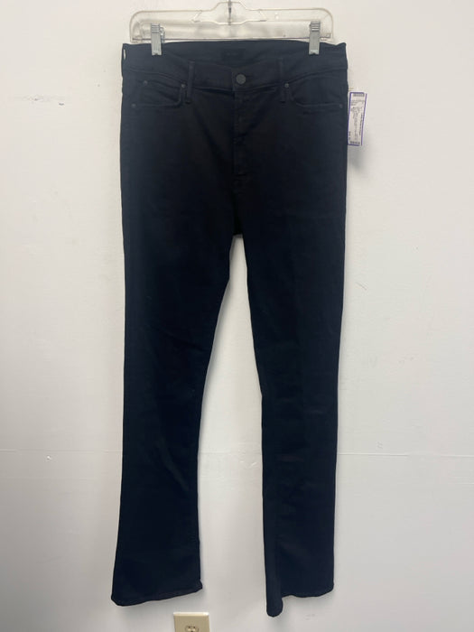 Mother Size 32 Black Cotton Blend High Rise Zip Fly Bootcut Jeans