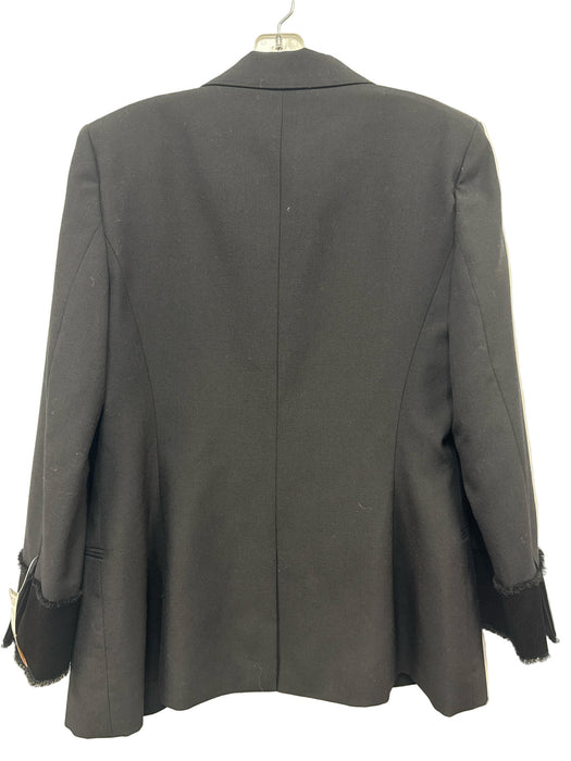 Theory Size 12 Black Wool One Button Darted Welt Pocket Cuff Detail Jacket