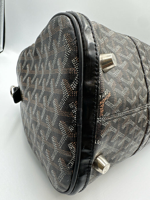 Goyard Black Print Coated Canvas Leather Monogram Top Handle Boston Bag Bag