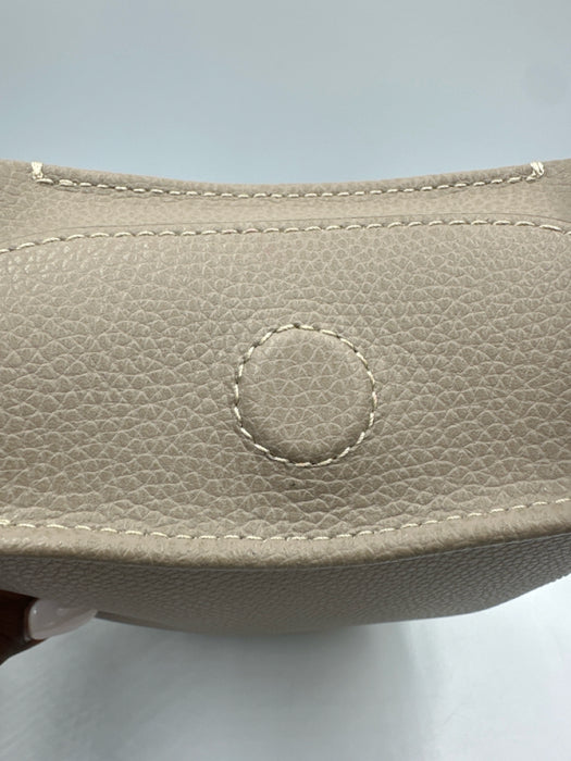 Chloe Taupe Gray Leather Magnetic Closure Grained Gold Hardware Crossbody Bag