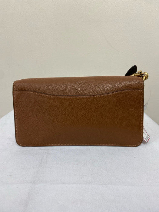 Coach Magenta & Brown Leather Magnetic Snap Goldtone Hardware Pebbled Bag