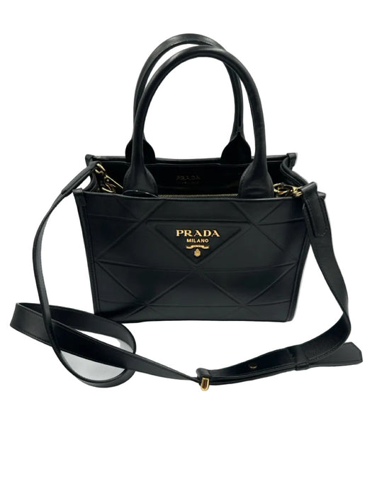 Prada Black Leather Logo Top Handle Strap Incl Certified by Entrupy Bag