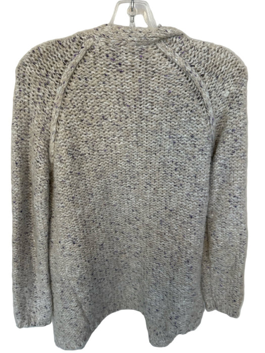 Lilla P Size L Gray & Purple Alpaca Blend Speckled Knit Open Front Sweater