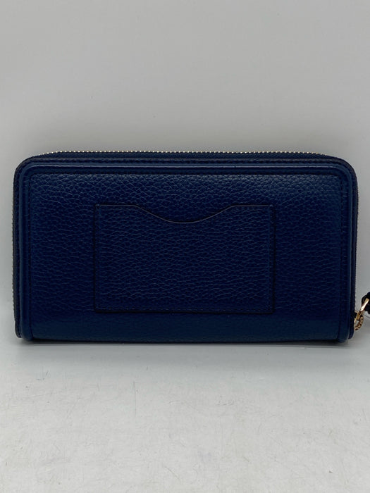 Tory Burch Navy Blue Leather Top Zipper Solid Accordian Wallets