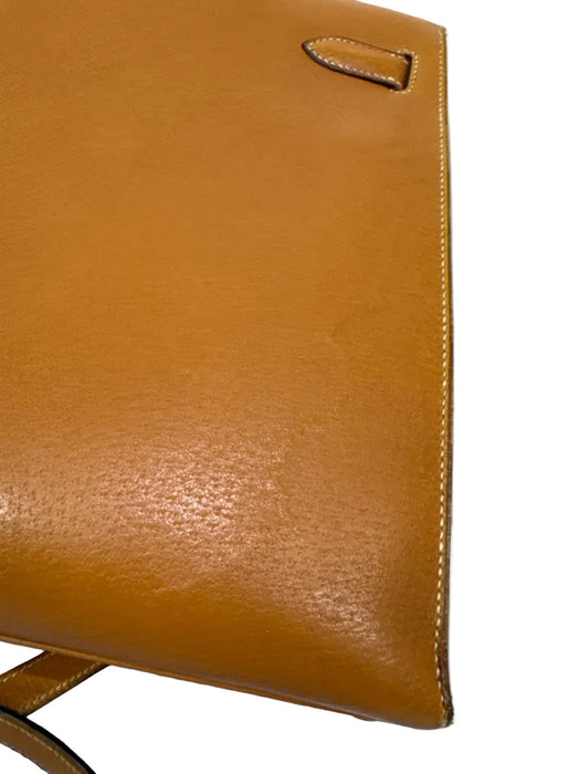 Hermes Tan Leather Gold hardware Top Handle Crossbody Strap Vintage Bag