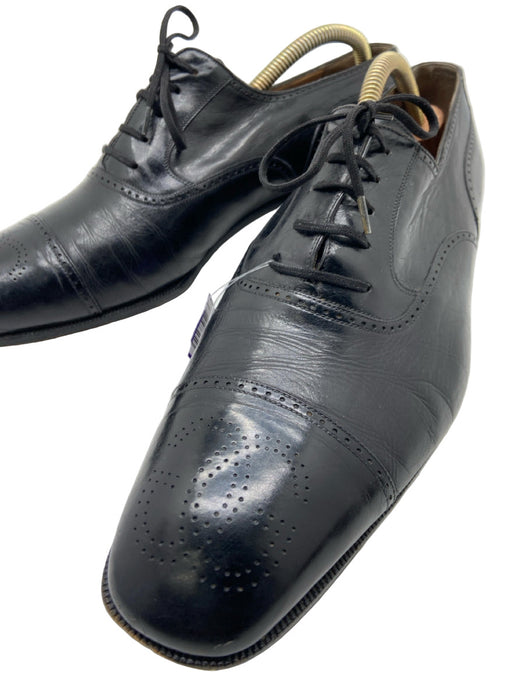 Gucci Shoe Size 44.5 Black Leather Solid Lace Up Brogue Men's Shoes