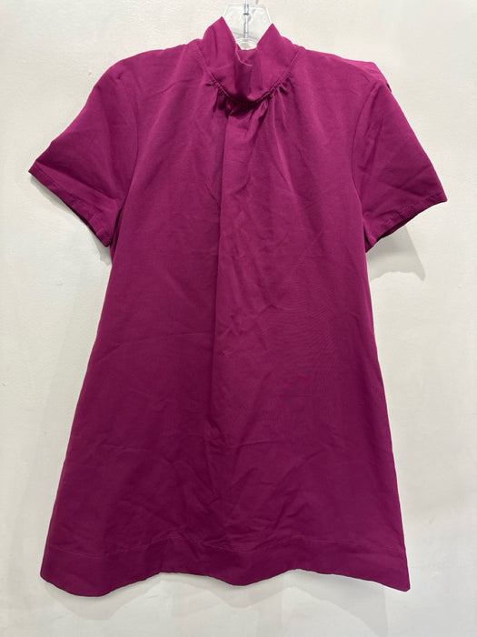 Staud Size M Purple Cotton Blend Short Sleeve neck tie A Line Above Knee Dress