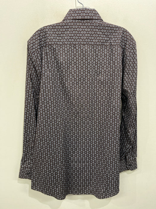 Gucci Size 16 Brown Cotton Horsebit Button Up Men's Long Sleeve Shirt