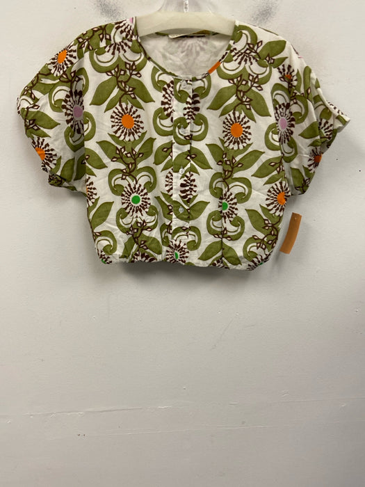 Marie Oliver Size XS White, Green & Brown Cotton Elastic Waistband Skirt Set