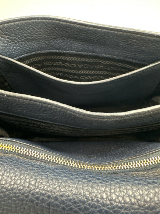 Prada Slate Blue Leather Logo extra strap incl. flap Bag