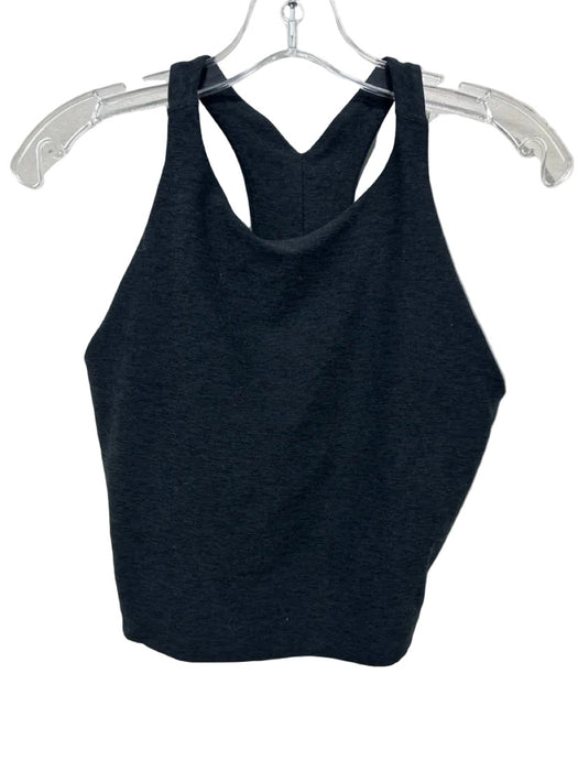 Beyond Yoga Size L Gray Missing Fabric Tag Heathered Racerback Athletic Top