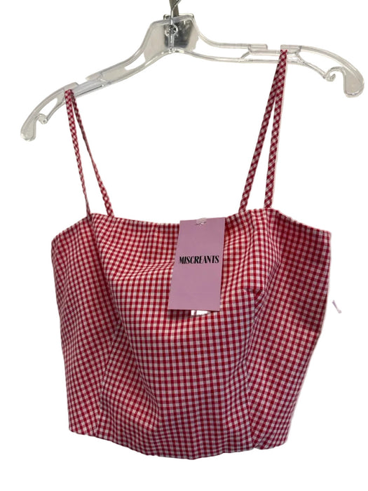 Miscreants Size 6 Red & White No Fabric Tag Gingham Spaghetti Strap Short Set
