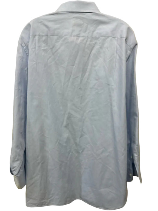 Zegna Size 17.5 Light blue Cotton Solid Button Up Men's Long Sleeve Shirt